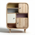 Meuble de rangement en bois avec trois portes colorées 80 x 40 x 100cm