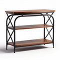 Table console en métal noir et bois finition noyer dimensions 80 x 30 x 75cm