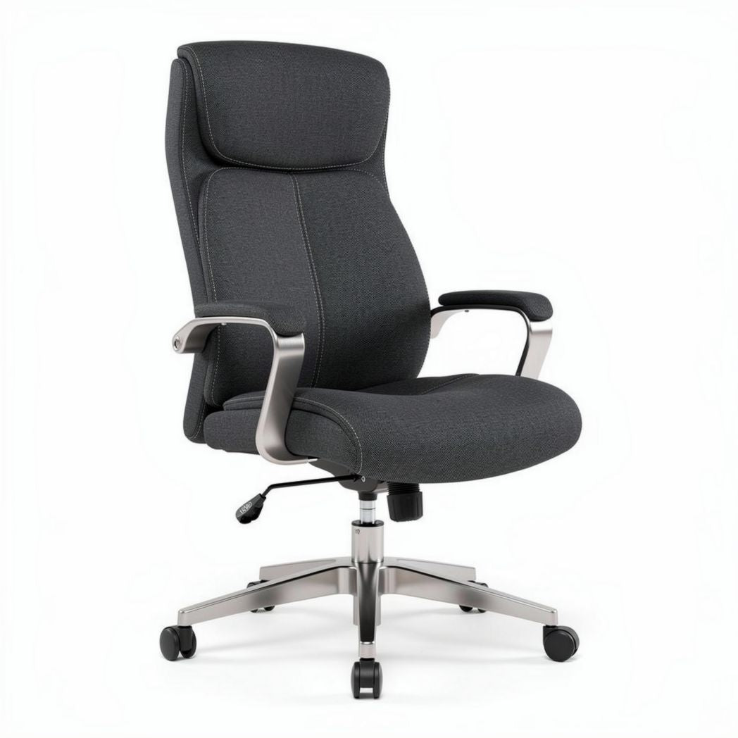 Chaise de bureau réglable en tissu gris avec accoudoirs en métal 60 x 60 x 110cm