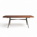 Table en bois de noyer 180 x 90 x 75 cm avec pieds en métal gris