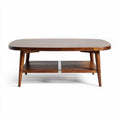 Table basse en bois massif de hêtre avec étagère en dessous 120 x 60 x 45cm