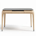 Table en bois clair avec plateau noir et tiroir dimensions 120 x 75 x 75cm