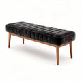 Banquette en velours noir avec pieds en bois 150 x 40 x 45cm