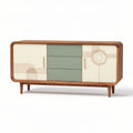 Meuble de rangement en bois avec portes colorées 120 x 40 x 70cm